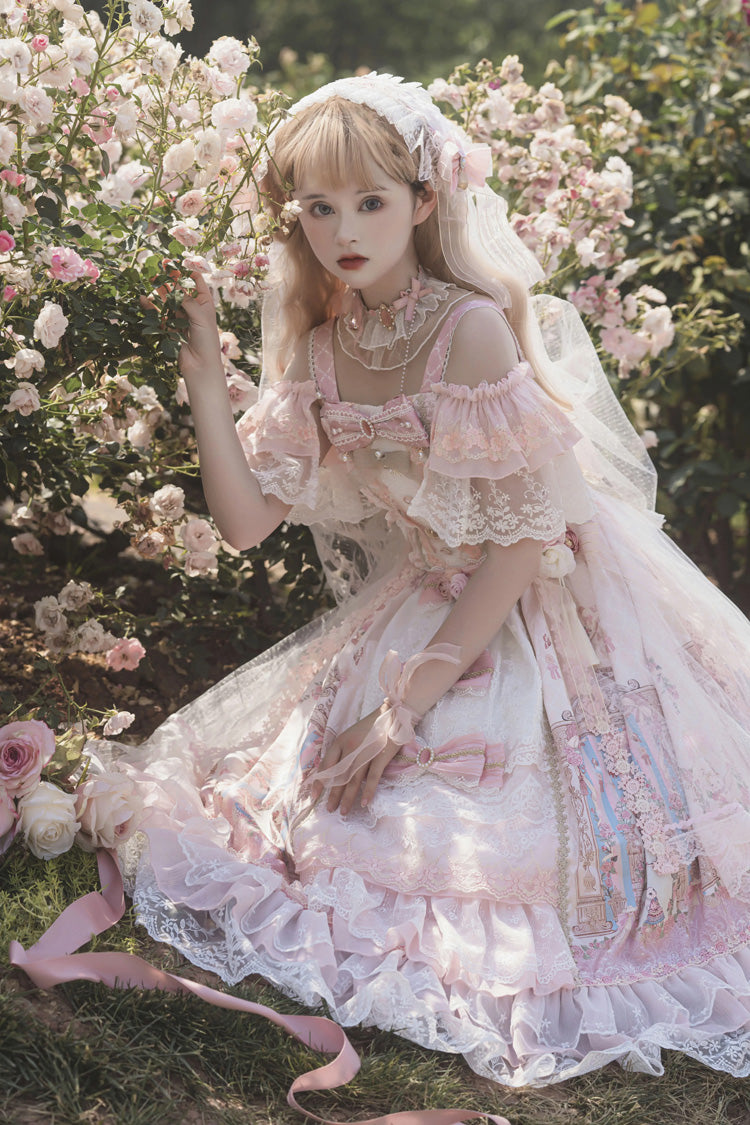 Lolita JSK Dress - Moonlight Melody, Pink, Detachable Detail, Layered, Sweet Style - additional product view 6