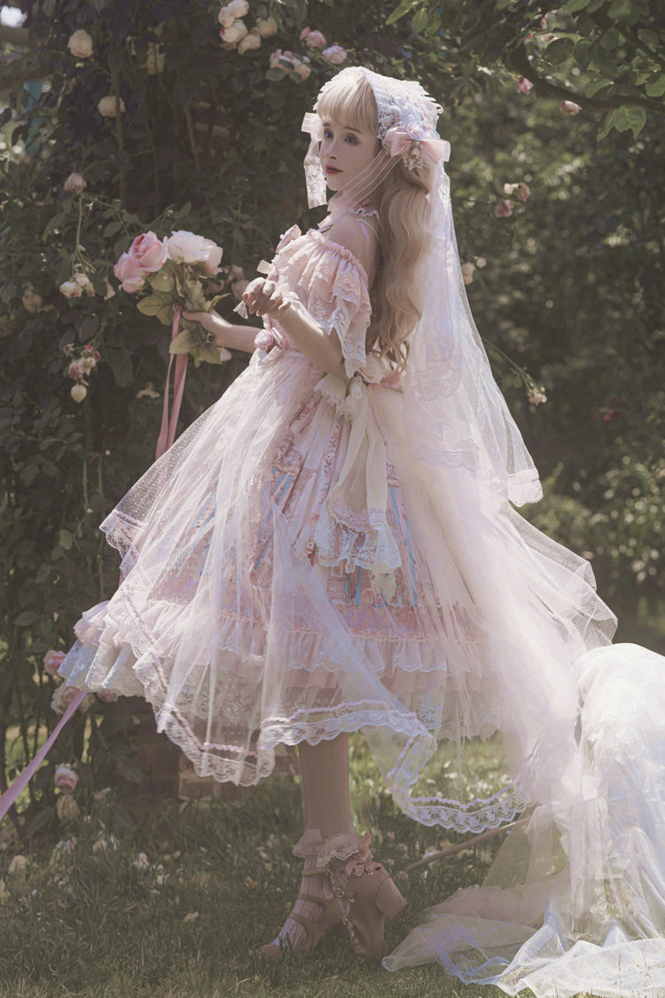 Lolita JSK Dress - Moonlight Melody, Pink, Detachable Detail, Layered, Sweet Style - additional product view 7