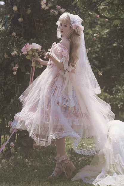 Lolita JSK Dress - Moonlight Melody, Pink, Detachable Detail, Layered, Sweet Style - additional product view 7