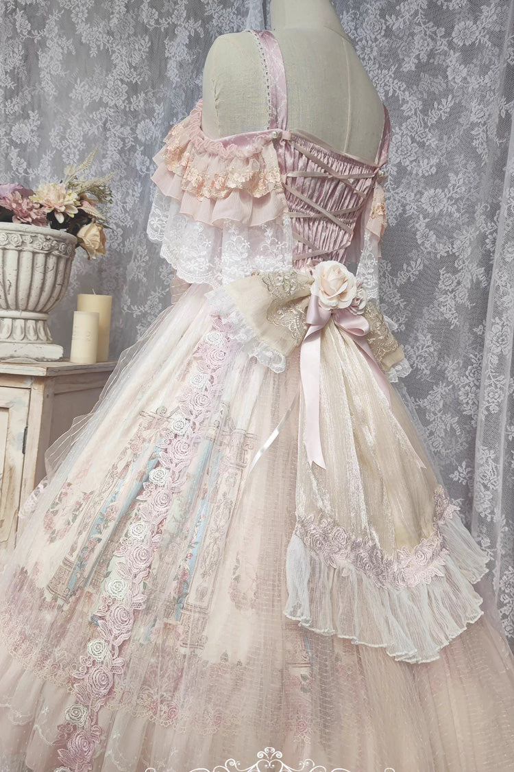 Lolita JSK Dress - Moonlight Melody, Pink, Detachable Detail, Layered, Sweet Style - additional product view 8