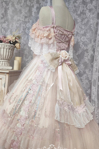 Lolita JSK Dress - Moonlight Melody, Pink, Detachable Detail, Layered, Sweet Style - additional product view 8