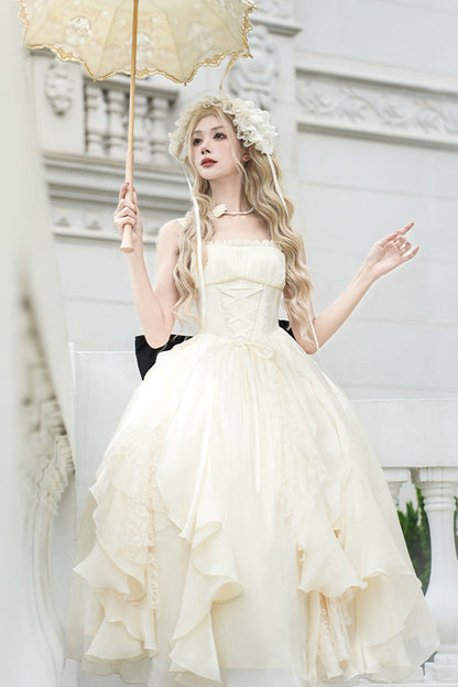 Lolita JSK Dress - Moonlight Variations, Ivory, Long Length, Lace-Up, Sweet Style - additional product view 2