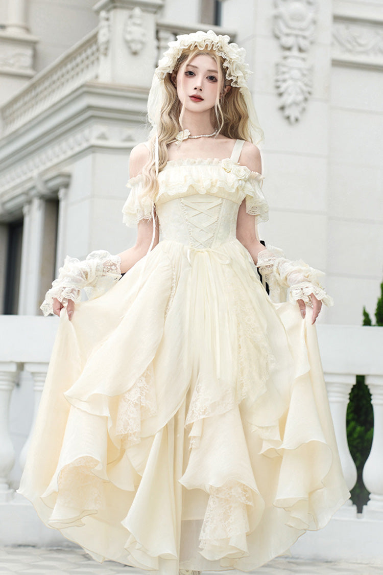Lolita JSK Dress - Moonlight Variations, Ivory, Long Length, Lace-Up, Sweet Style - additional product view 3