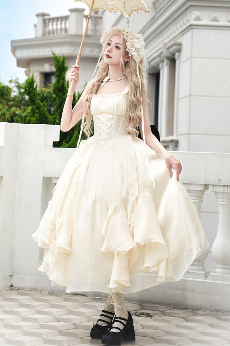 Lolita JSK Dress - Moonlight Variations, Ivory, Long Length, Lace-Up, Sweet Style - additional product view 4