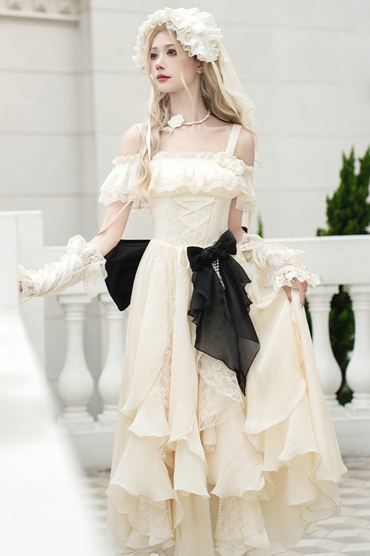 Lolita JSK Dress - Moonlight Variations, Ivory, Long Length, Lace-Up, Sweet Style - additional product view 5