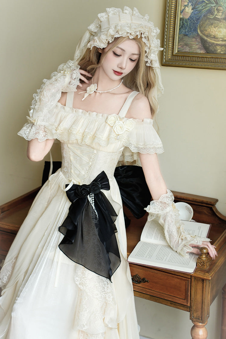 Lolita JSK Dress - Moonlight Variations, Ivory, Long Length, Lace-Up, Sweet Style - additional product view 6