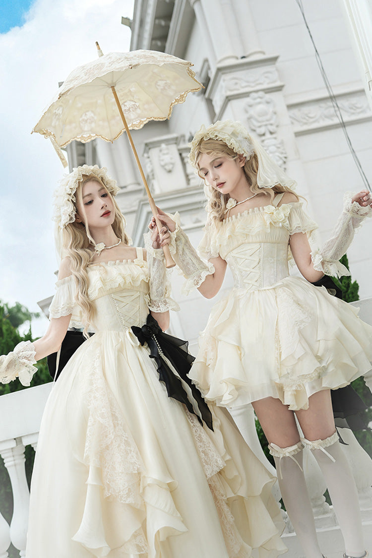 Lolita JSK Dress - Moonlight Variations, Ivory, Long Length, Lace-Up, Sweet Style - additional product view 9