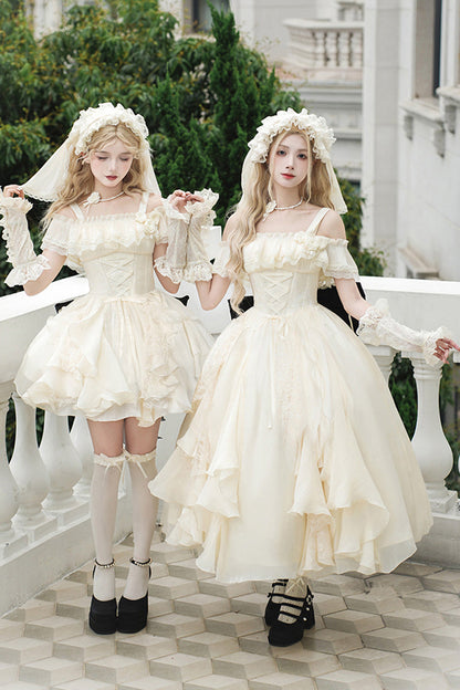 Lolita JSK Dress - Moonlight Variations, Ivory, Long Length, Lace-Up, Sweet Style - additional product view 11