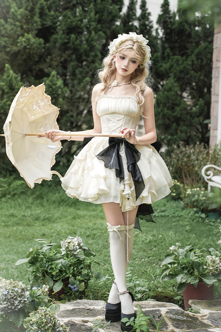Lolita JSK Dress - Moonlight Variations, Ivory, Short Length, Sweet Style, Lace Trim - additional product view 2