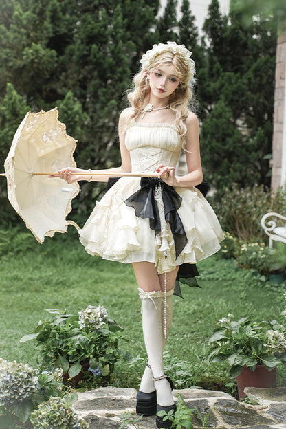 Lolita JSK Dress - Moonlight Variations, Ivory, Short Length, Sweet Style, Lace Trim - additional product view 2