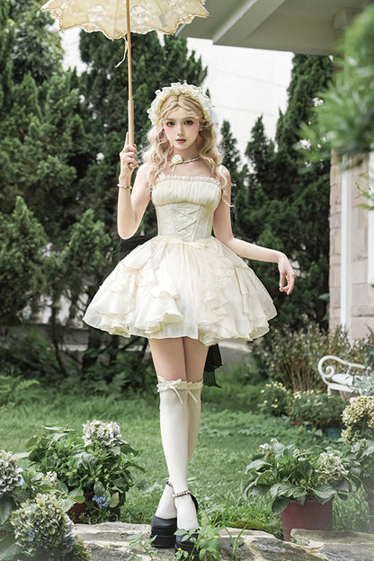 Lolita JSK Dress - Moonlight Variations, Ivory, Short Length, Sweet Style, Lace Trim - additional product view 4
