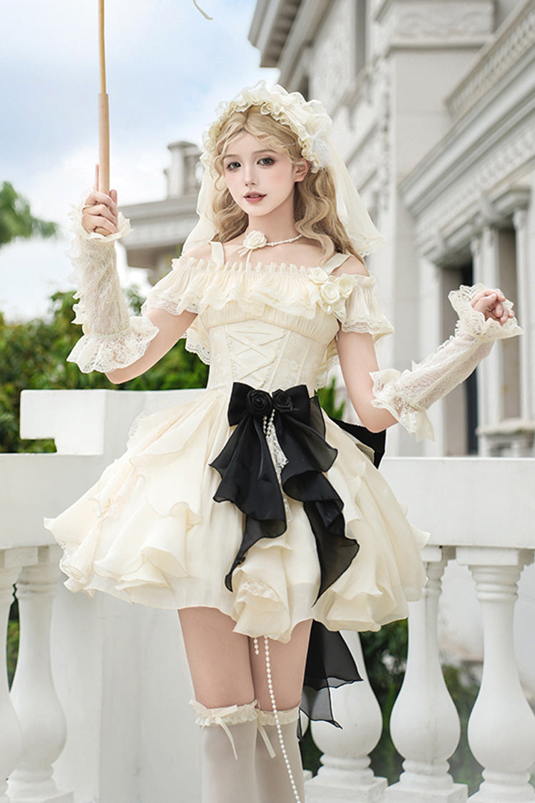 Lolita JSK Dress - Moonlight Variations, Ivory, Short Length, Sweet Style, Lace Trim - additional product view 5
