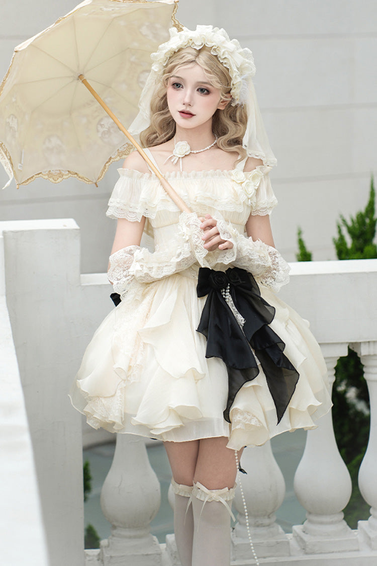 Lolita JSK Dress - Moonlight Variations, Ivory, Short Length, Sweet Style, Lace Trim - additional product view 6