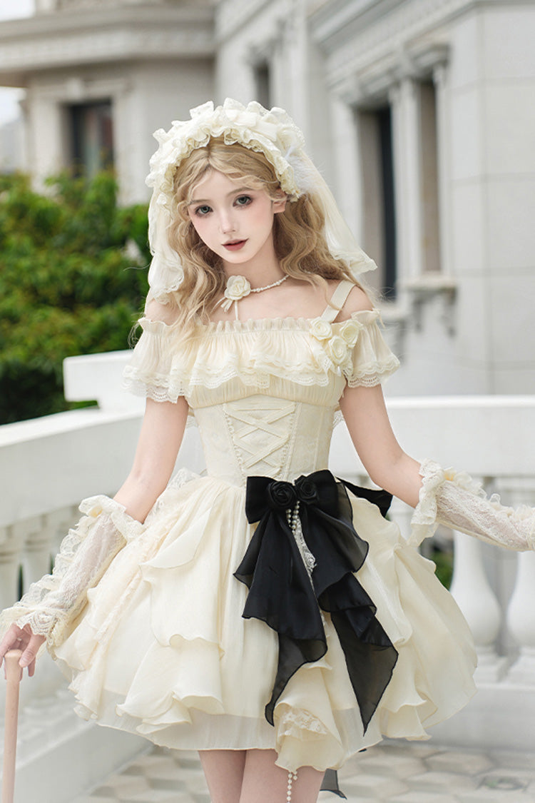 Lolita JSK Dress - Moonlight Variations, Ivory, Short Length, Sweet Style, Lace Trim - main product image