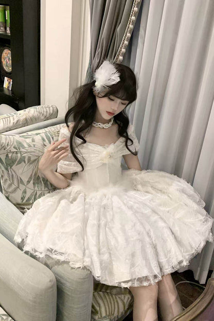 Lolita JSK Dress - Moonlight, White, Short Length, Embroidered, Gothic Style - additional product view 7