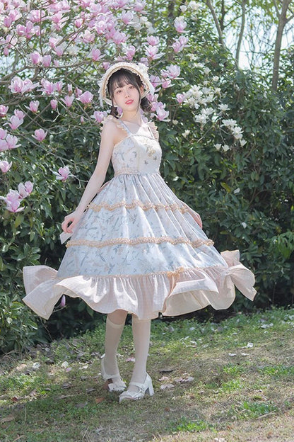 Lolita JSK Dress - Multi-color Cherry Butterfly, Multi-Color, Sweet Style, Ruffled - additional product view 8