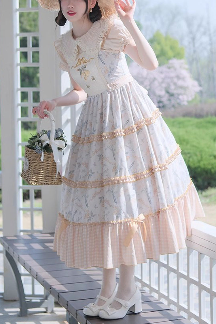 Lolita JSK Dress - Multi-color Cherry Butterfly, Multi-Color, Sweet Style, Ruffled - main product image