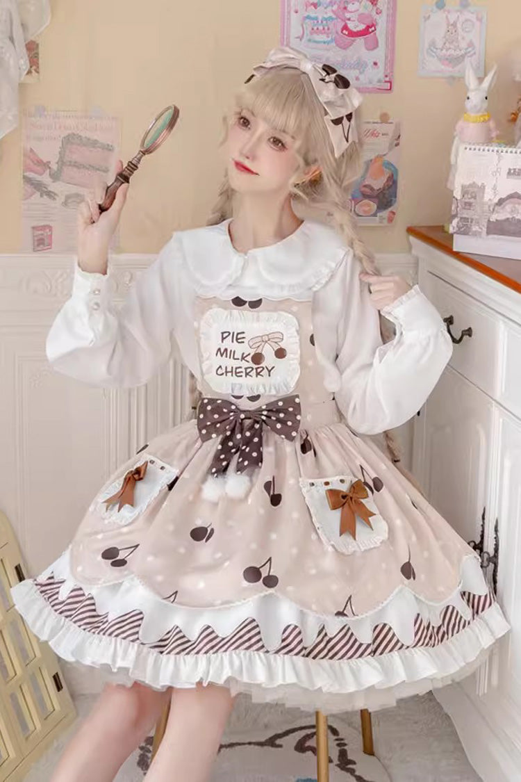 Lolita JSK Dress - Multi-color Cherry Milk Pie, Multi-Color, High Waist, Printed - additional product view 2