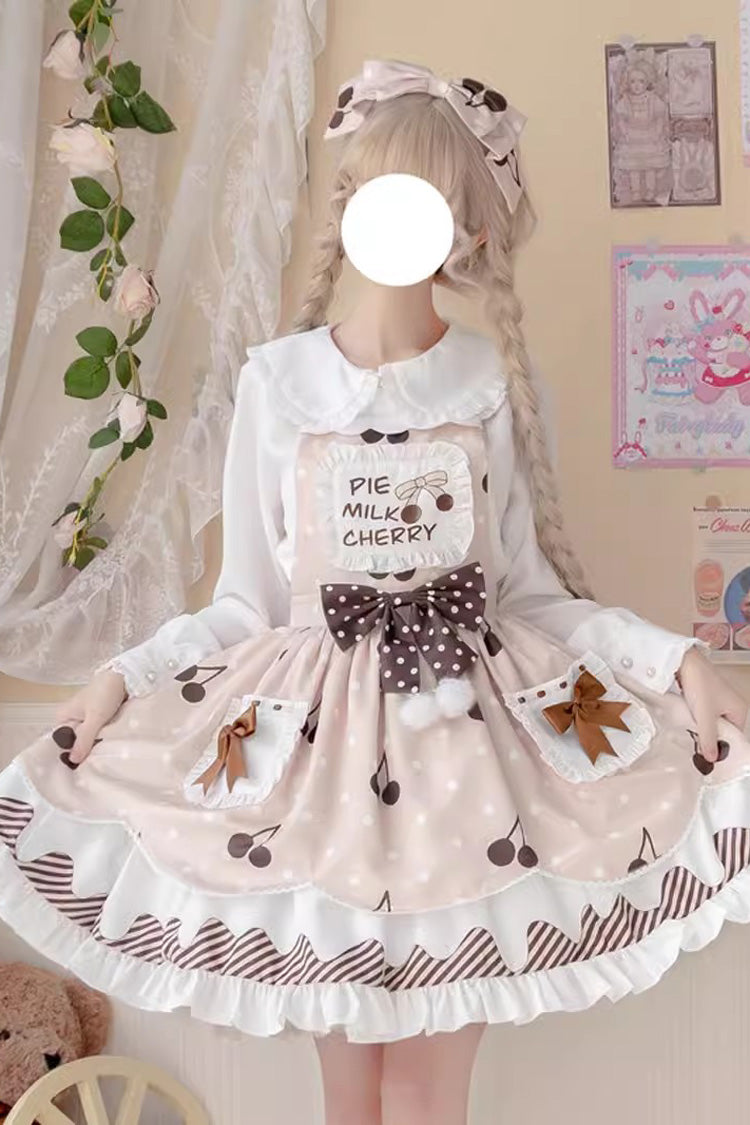 Lolita JSK Dress - Multi-color Cherry Milk Pie, Multi-Color, High Waist, Printed - additional product view 4