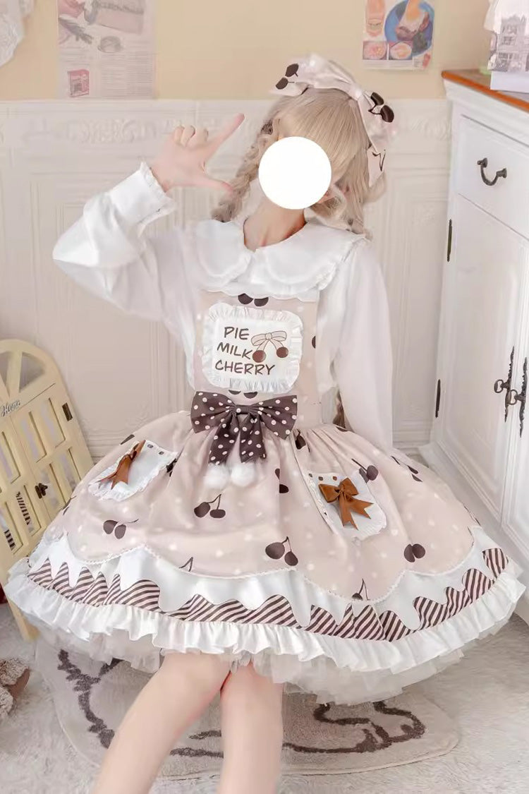 Lolita JSK Dress - Multi-color Cherry Milk Pie, Multi-Color, High Waist, Printed - additional product view 5