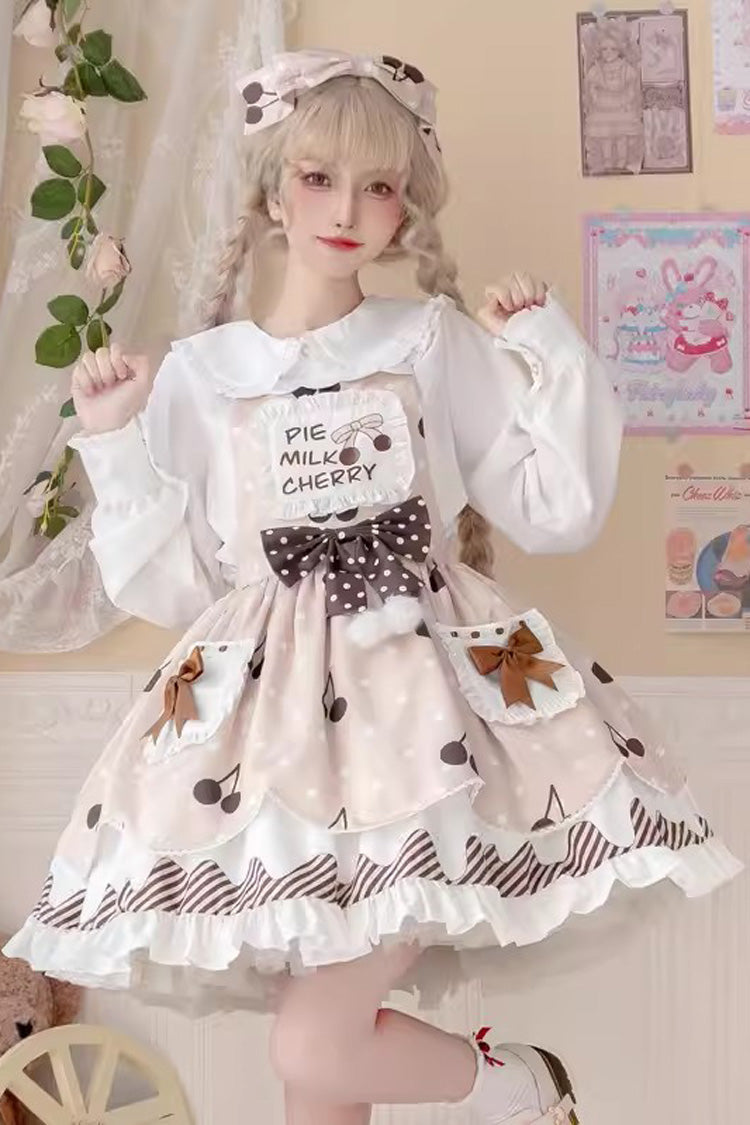 Lolita JSK Dress - Multi-color Cherry Milk Pie, Multi-Color, High Waist, Printed - main product image