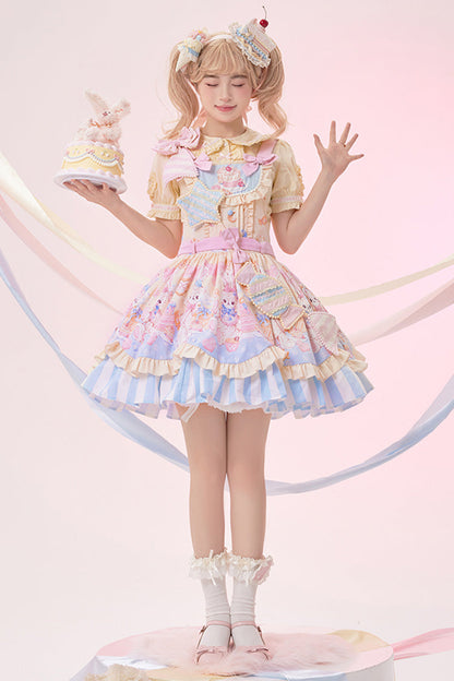 Lolita JSK Dress - Multi-color Multi-layer Party, Multi-Color, Printed, Sweet Style - additional product view 5