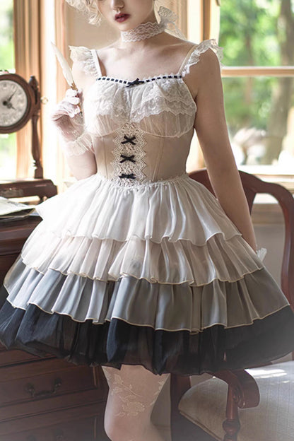 Lolita JSK Dress - Multi-color Paris Sunset Waist, Multi-Color, Layered, Sweet Style - main product image