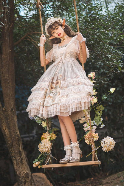 Lolita JSK Dress - Multi-Color, Printed, Sweet Style - Tea Party Jumper Dress - additional product view 4