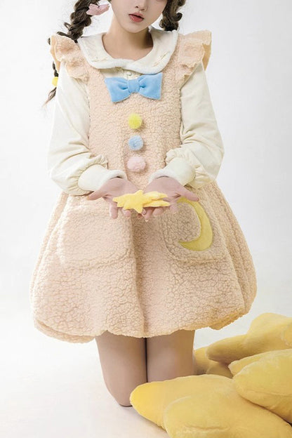 Lolita JSK Dress - Multi-color Stars Moon Print, Multi-Color, Printed, Sweet Style - main product image