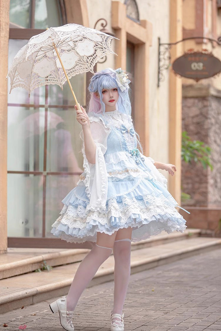 Lolita JSK Dress - Multi-layer, 2 Colors, Printed, Sweet Style, Bow Detail - additional product view 2