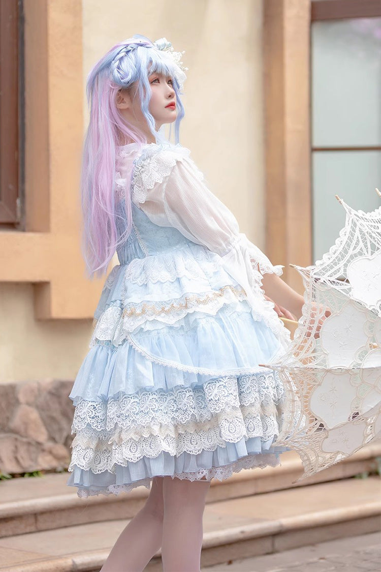 Lolita JSK Dress - Multi-layer, 2 Colors, Printed, Sweet Style, Bow Detail - additional product view 3