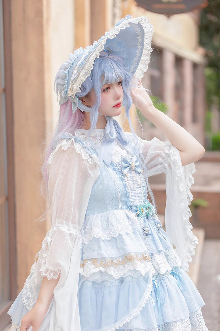 Lolita JSK Dress - Multi-layer, 2 Colors, Printed, Sweet Style, Bow Detail - additional product view 4