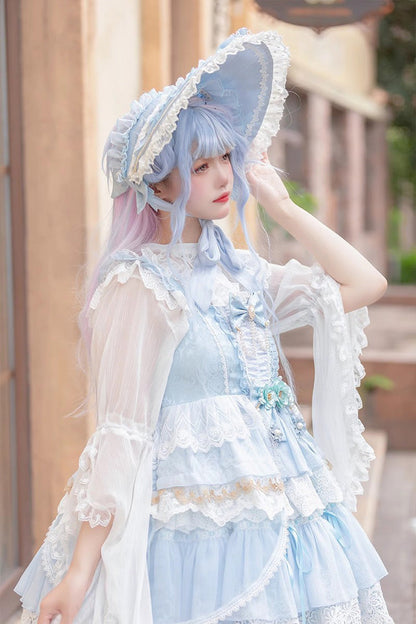 Lolita JSK Dress - Multi-layer, 2 Colors, Printed, Sweet Style, Bow Detail - additional product view 4