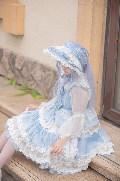 Lolita JSK Dress - Multi-layer, 2 Colors, Printed, Sweet Style, Bow Detail - additional product view 5