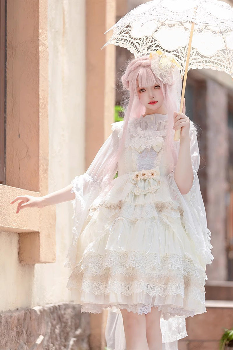 Lolita JSK Dress - Multi-layer, 2 Colors, Printed, Sweet Style, Bow Detail - additional product view 6