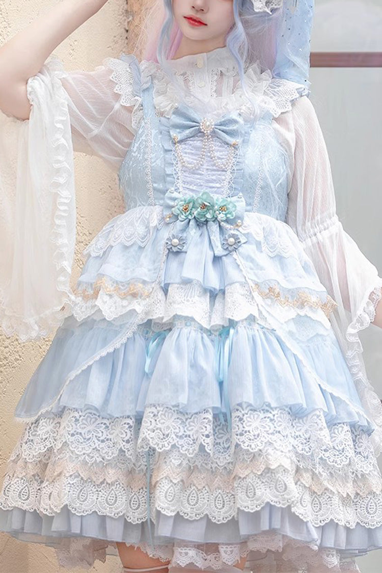Lolita JSK Dress - Multi-layer, 2 Colors, Printed, Sweet Style, Bow Detail - main product image