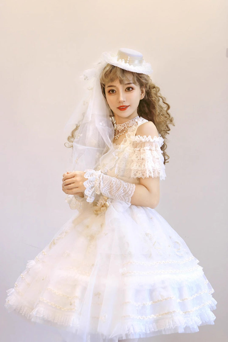 Lolita JSK Dress - Multi-layer Dream Dance Print, White, Embroidered, Sweet Style, Printed - additional product view 2