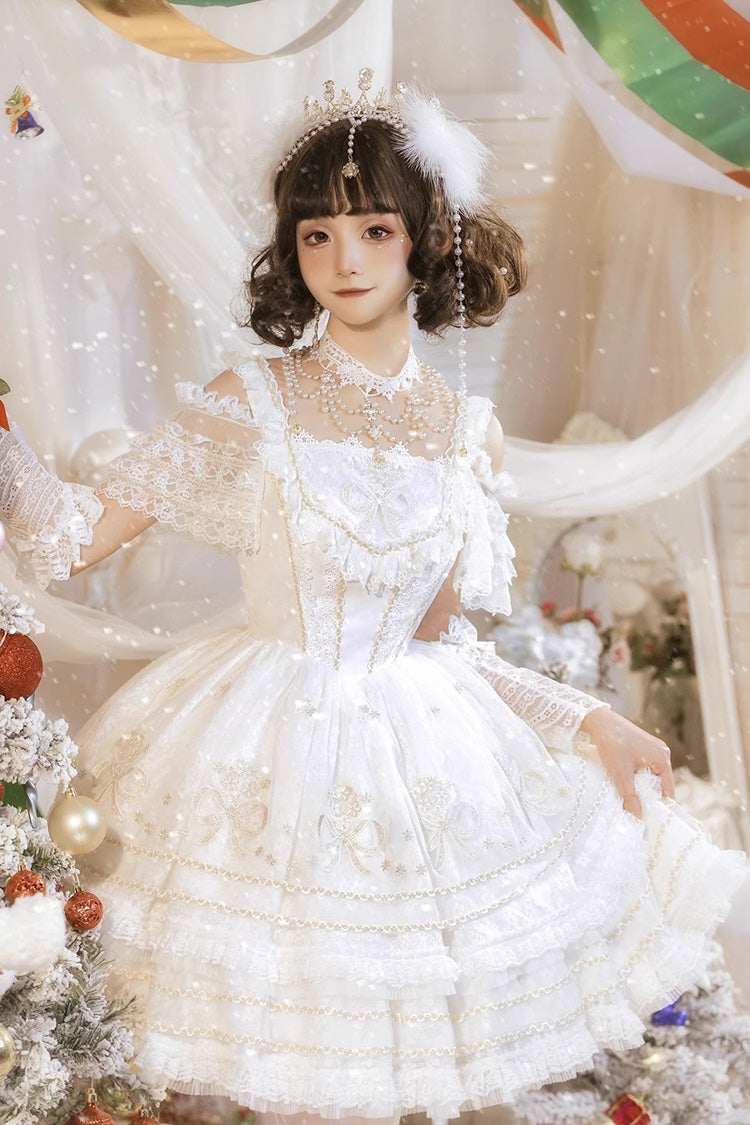 Lolita JSK Dress - Multi-layer Dream Dance Print, White, Embroidered, Sweet Style, Printed - additional product view 3