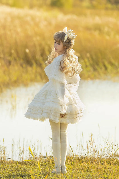 Lolita JSK Dress - Multi-layer Dream Dance Print, White, Embroidered, Sweet Style, Printed - additional product view 6