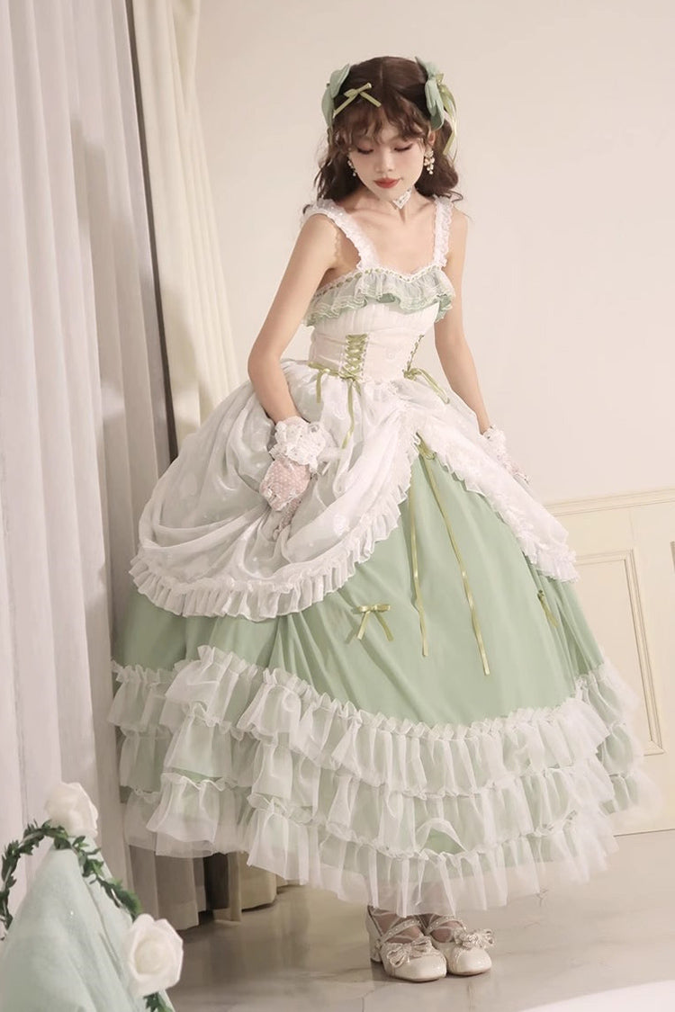 Lolita JSK Dress - Multi-layer, Green, Long Version, Plus Size, Long Length - additional product view 2