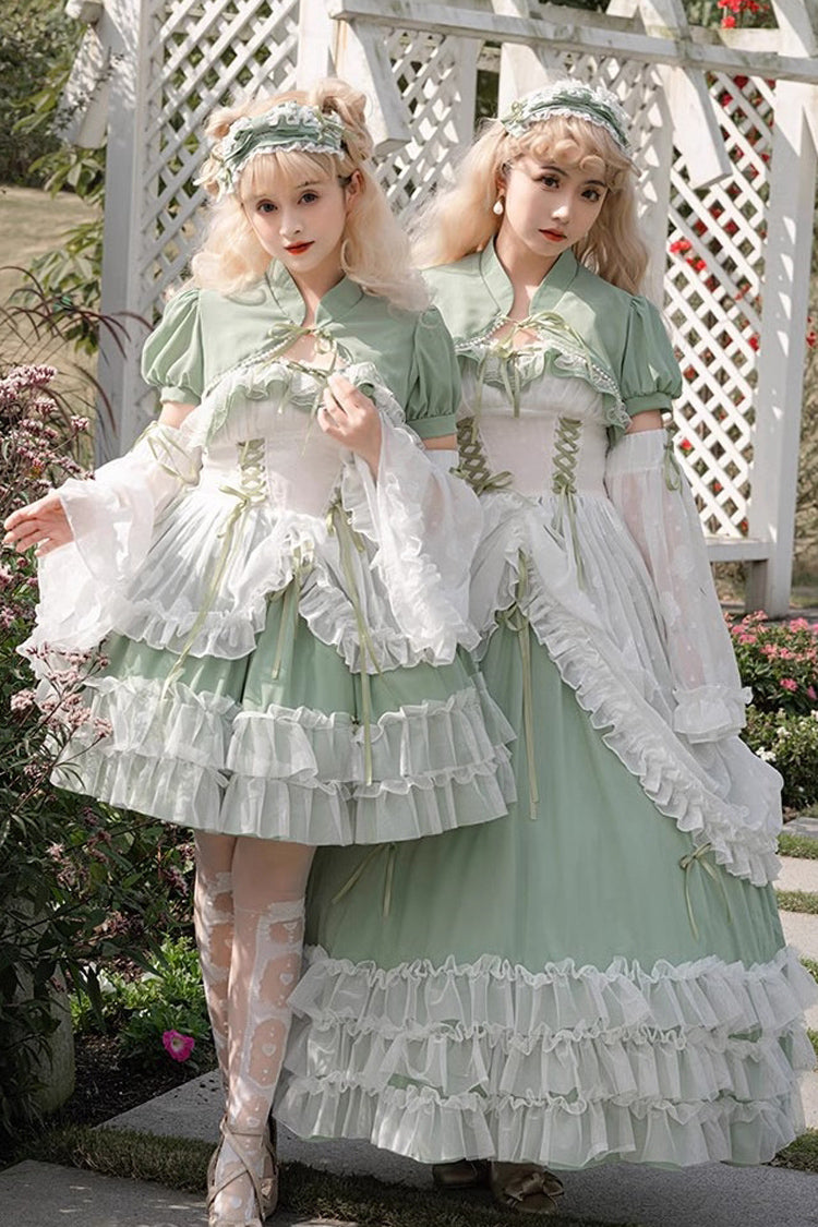 Lolita JSK Dress - Multi-layer, Green, Long Version, Plus Size, Long Length - additional product view 4