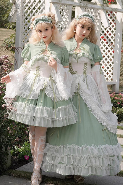Lolita JSK Dress - Multi-layer, Green, Long Version, Plus Size, Long Length - additional product view 4