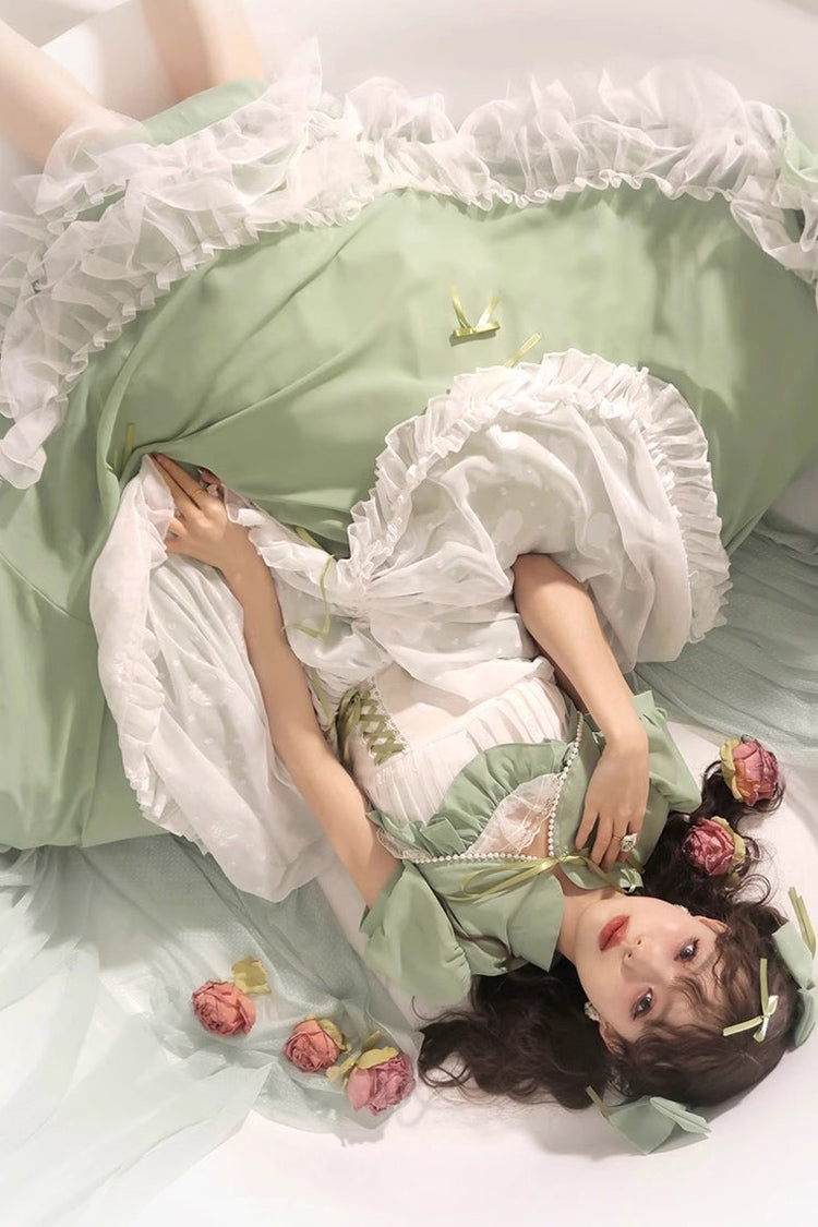 Lolita JSK Dress - Multi-layer, Green, Long Version, Plus Size, Long Length - additional product view 7