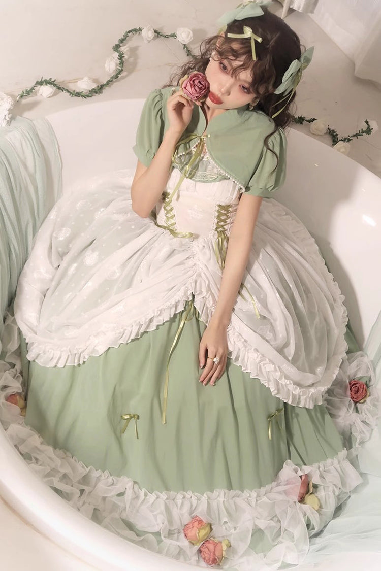 Lolita JSK Dress - Multi-layer, Green, Long Version, Plus Size, Long Length - additional product view 8