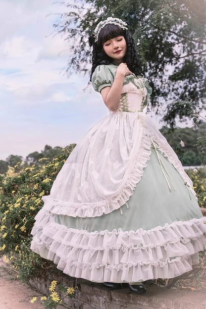 Lolita JSK Dress - Multi-layer, Green, Long Version, Plus Size, Long Length - additional product view 9