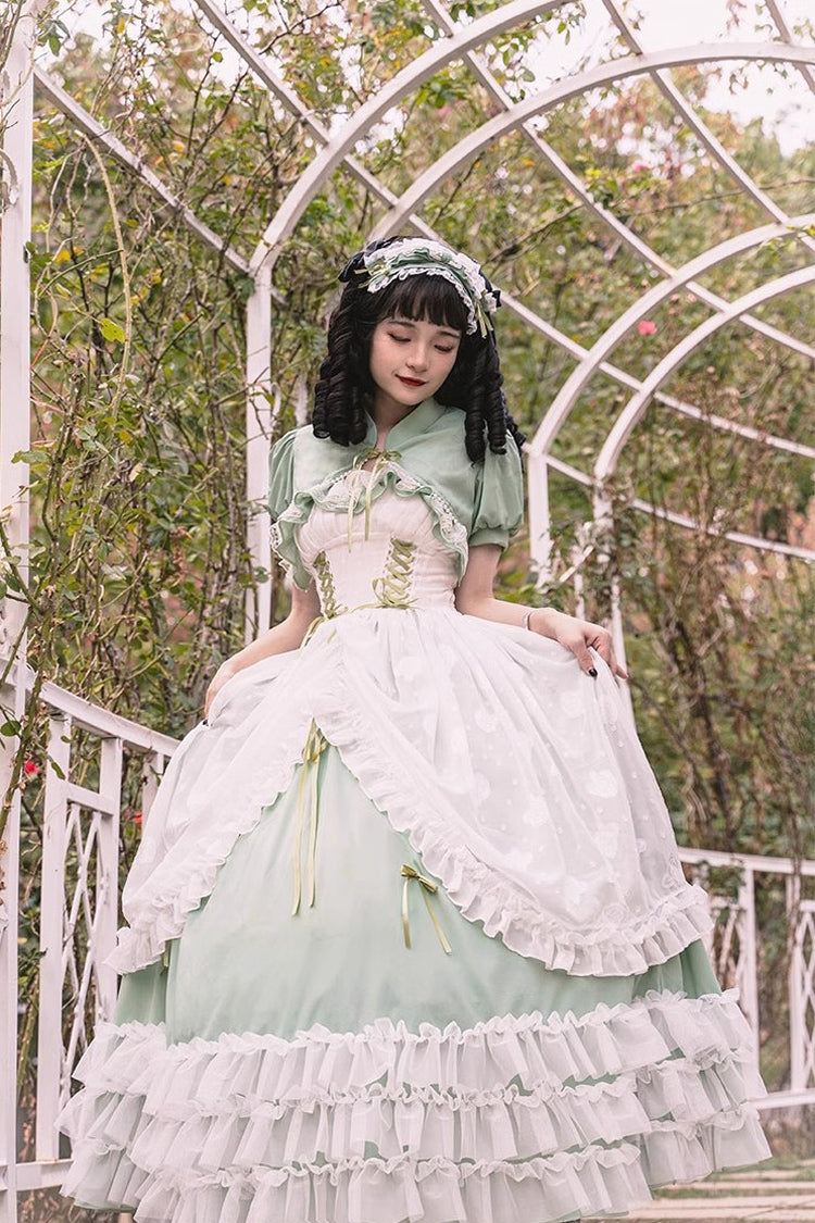Lolita JSK Dress - Multi-layer, Green, Long Version, Plus Size, Long Length - additional product view 11