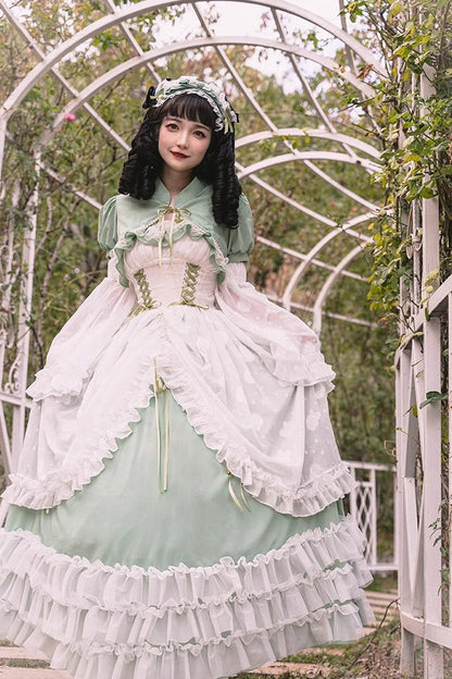 Lolita JSK Dress - Multi-layer, Green, Long Version, Plus Size, Long Length - additional product view 12