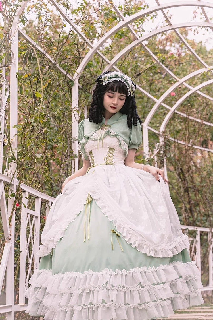 Lolita JSK Dress - Multi-layer, Green, Long Version, Plus Size, Long Length - additional product view 14