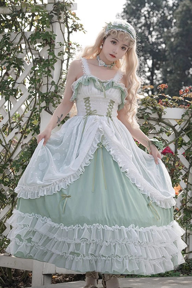 Lolita JSK Dress - Multi-layer, Green, Long Version, Plus Size, Long Length - main product image