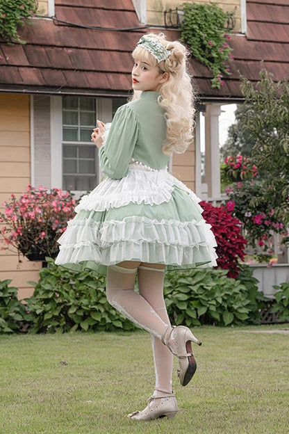 Lolita JSK Dress - Multi-layer, Green, Short Version, Plus Size, Short Length - additional product view 2